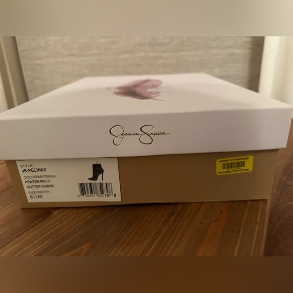 Worn Once - Jessica Simpson Pewter Multi Glitter Ankle Boot 8.5 w/4” spike heel - Picture 3 of 7